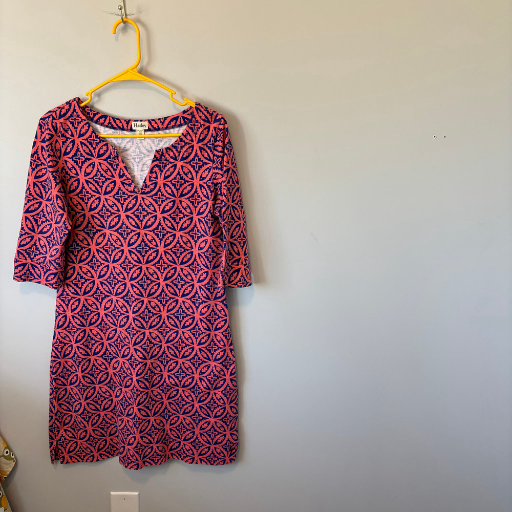 Hatley Women's 3/4 Sleeve Cotton Lucy Dress, Pink & Blue SZ M - Picture 5 of 7